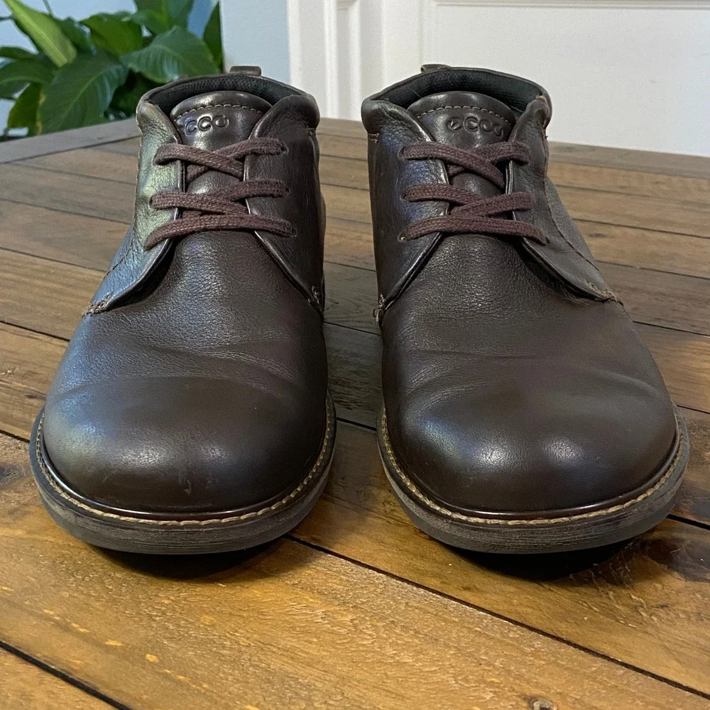 ECCO Turn GTX Men's Brown Leather Chukka Boots Waterproof GORE-TEX Size 45 US 11